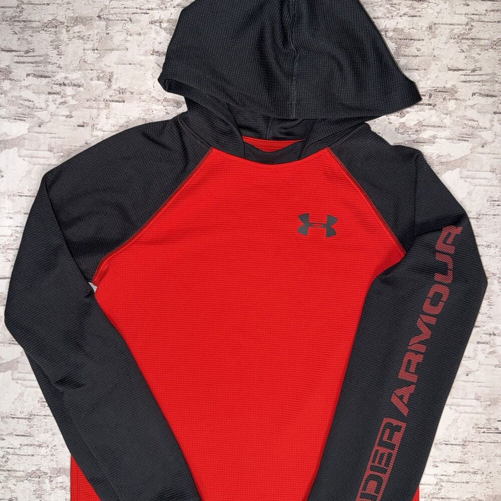 Boys Under Armour Youth Large All Season Red Black Hoodie